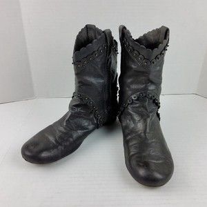 Miss Sixty Women's Leather Studded Black Boots Bootie Shoes Size 39